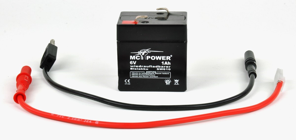 Batterie (Akku), 6 V / 1 Ah mit 2 Kabeln