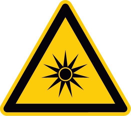 Warnschild, Optische Strahlung nach DIN 4844 und VBG 125, 200 mm