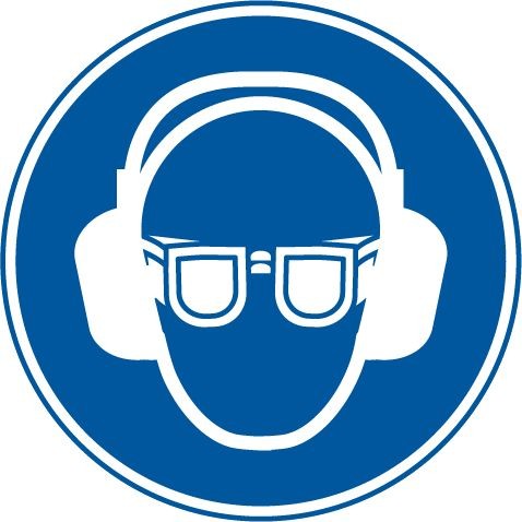 Gebotszeichen Ø 200 mm Gehörschutz und Augenschutz tragen