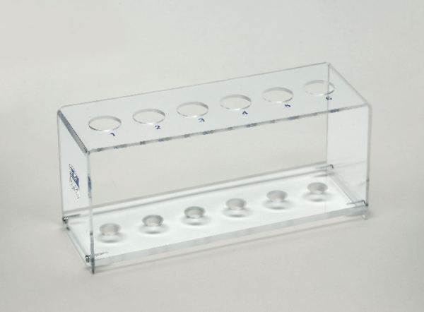 Reagenzglasgestell, Plexiglas, für 6 Gläser