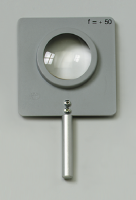 Linse, gefasst, bikonvex, f=+100 mm, mit Stab Linse, gefasst, bikonvex, f=+100 mm, mit Stab