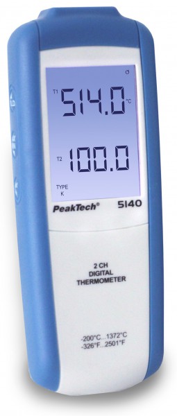 2-Kanal Digital Thermometer, K-Typ mit Simultan Anzeige