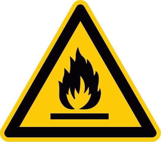 Warnschild, Warnung für feuergefährlichen Stoffen